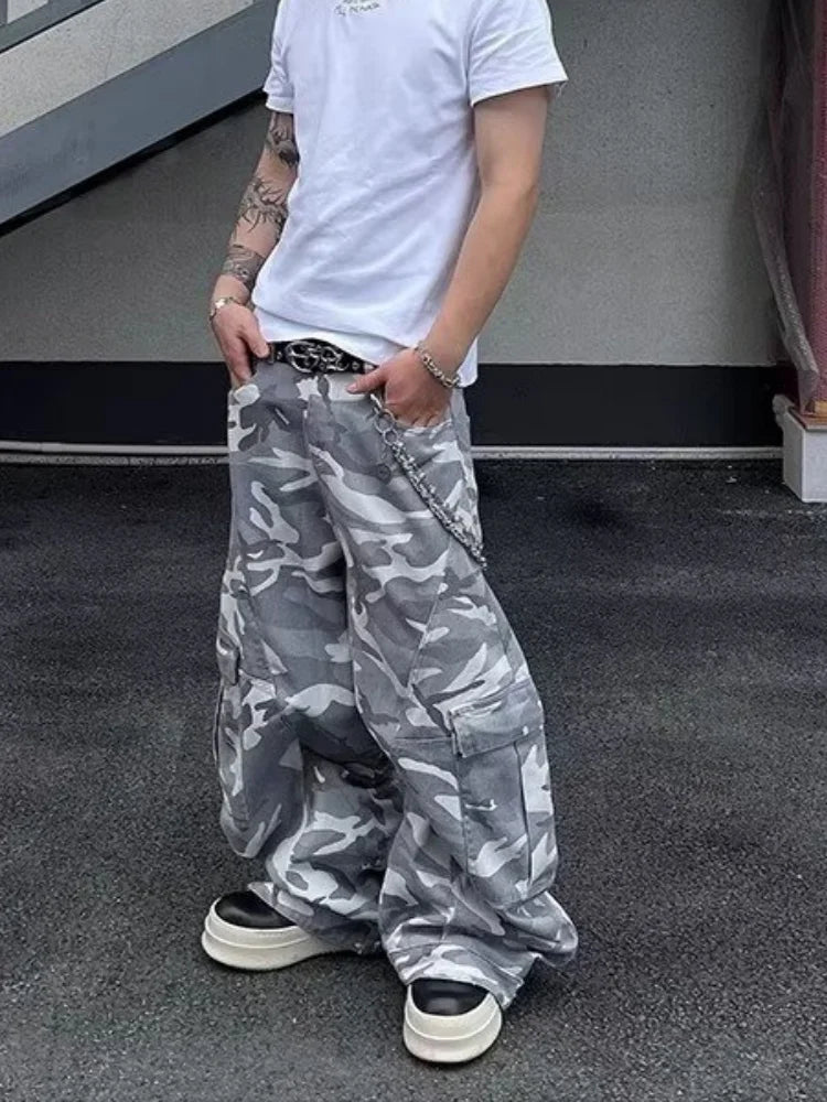 2026 Pantalones Y2K Streetwear Camouflage Baggy Cargo Jeans Pants For Men Clothing Wide Leg Oversize Long Trousers Moda Hombre