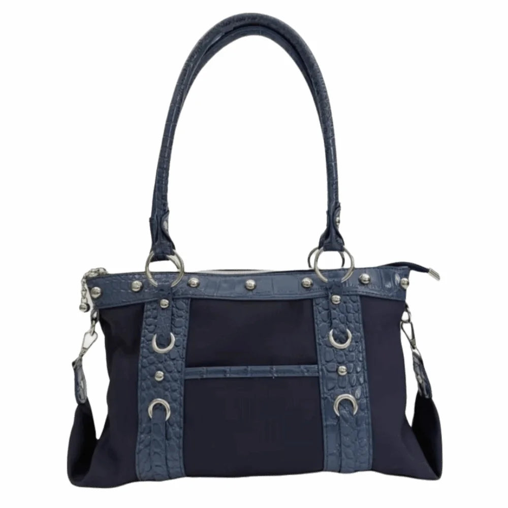 Vintage Style Y2K Patchwork Shoulder Bag Riveted Design Large Capacity Underarm Bag Handbags Women Casual Wear