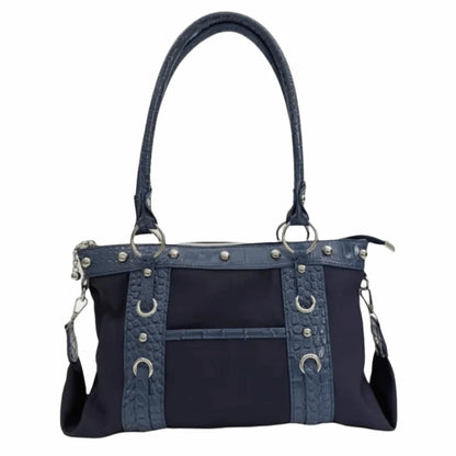 Vintage Style Y2K Patchwork Shoulder Bag Riveted Design Large Capacity Underarm Bag Handbags Women Casual Wear
