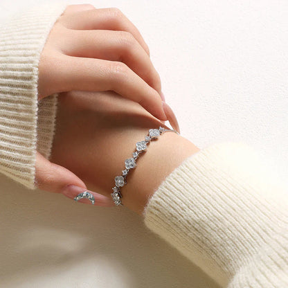 Stars Design Moissanite Bracelets For Women S925 Sterling Silver Adjustable 24cm Box Chain Lucky Birthday Gifts Jewelry