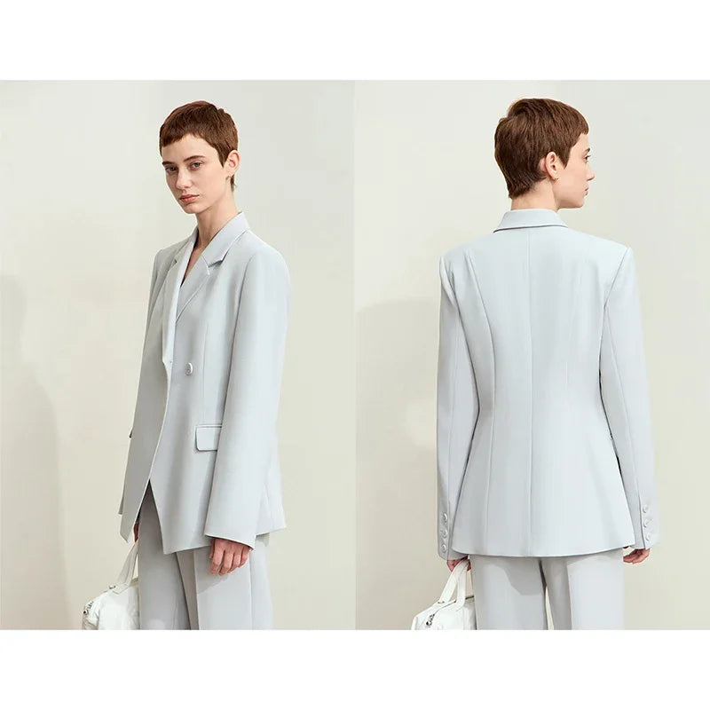 Minimalism 2024 Autumn New Blazers Women Notched Basic Quality Fashion Long Professional Jacket Women's Clothing 12443051