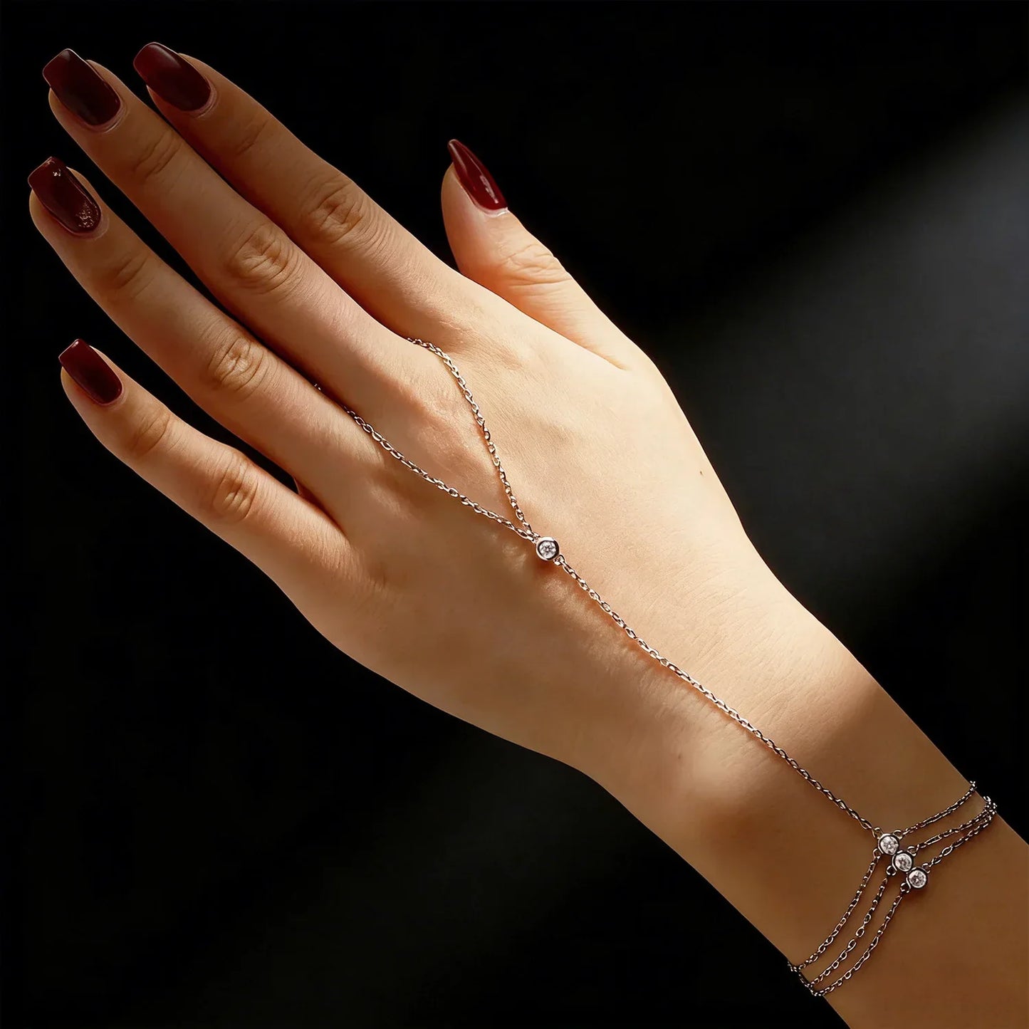 Moissanite Finger Bracelets for Women GRA Certified 3mm  D Color Moissanite Bracelet Hand Jewelry 925 Silver Thin Chain