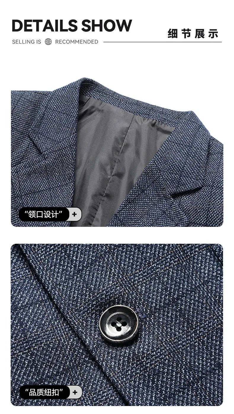 2025 Autumn Winter Woolen Suit Jacket for Men's Korean Slim Fit Casual Business Suit Jackets Social Office Blazers Men Clothing