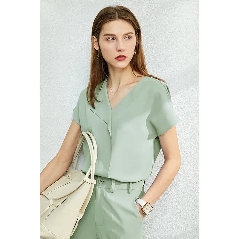 Minimalism Chiffon Shirts & Blouses New Elegant Youth Woman Blouses Loose Fashion Casual Chic Tops Female Clothing 12612024