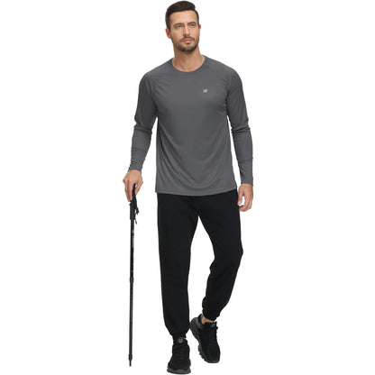 Men UPF 50+ Long Sleeve T-Shirt, Rash Guard Breathable Tops, Pullover Shirt for Sport Fishing Hiking Running Beach Surfing