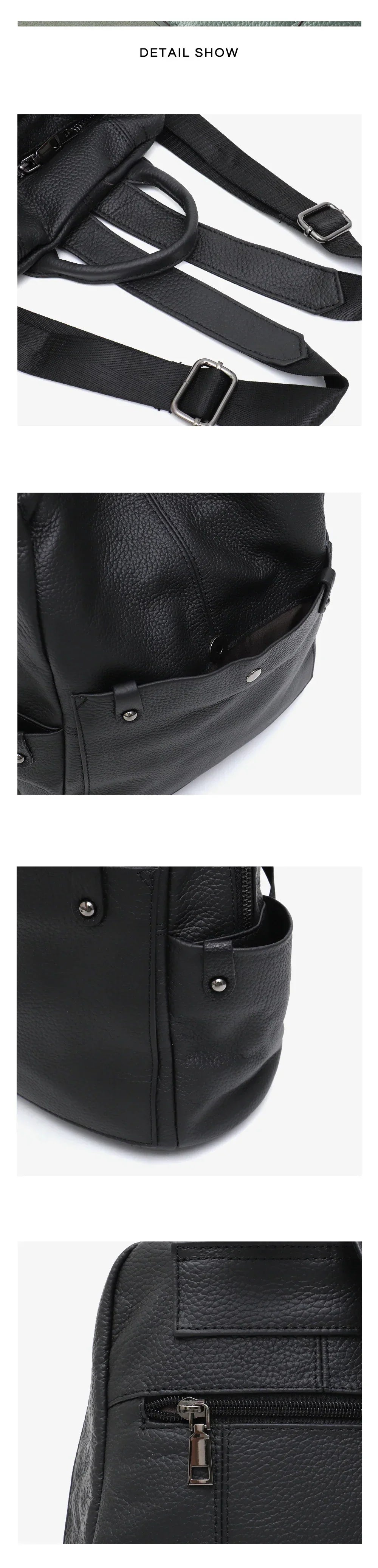 Soft Genuine Cowhide Daily Backpack Women Men Spacious Multi Pockets Fashion Casual Versatile Knapsack Travel Business College