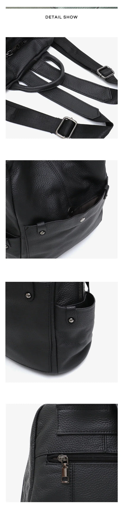 Soft Genuine Cowhide Daily Backpack Women Men Spacious Multi Pockets Fashion Casual Versatile Knapsack Travel Business College