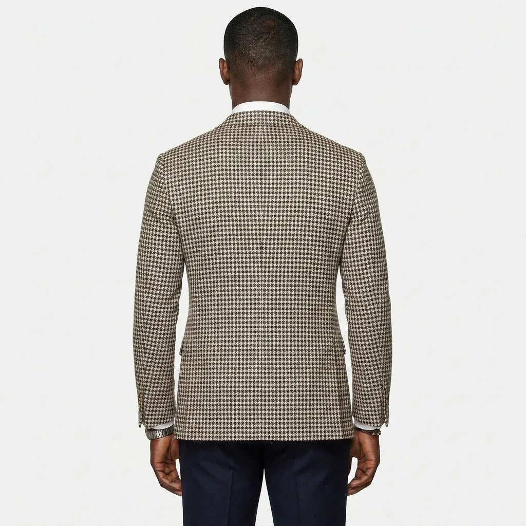 Plaid Men Blazer 1 Piece Notched Lapel Slim Fit Suit Jacket with 2 Side Slit Check Houndstooth Casual Business Male Fashion Suit