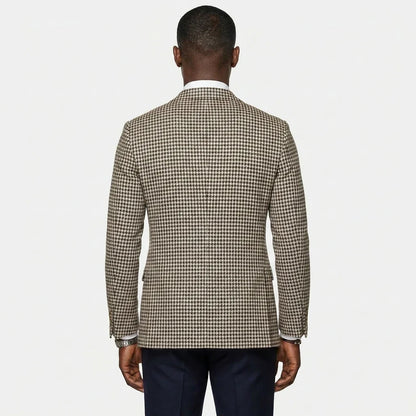 Plaid Men Blazer 1 Piece Notched Lapel Slim Fit Suit Jacket with 2 Side Slit Check Houndstooth Casual Business Male Fashion Suit