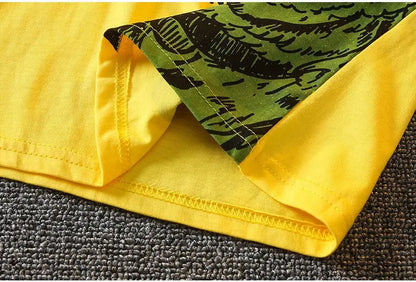 Summer New Baby Boy Clothes Set Child Pure Cotton Fashion Dinosaur Print Short Sleeve 2-Piece Set Cozy Children's Clothing