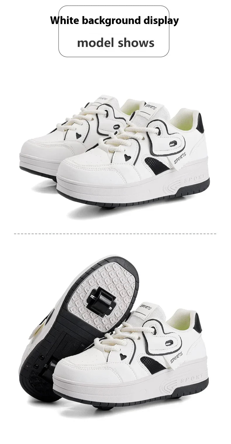 Lace-up breathable walking shoes Girls 2024 new two-wheeled retractable sports roller skates for female students outdoors