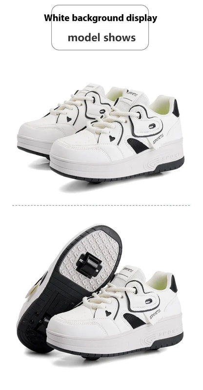 Lace-up breathable walking shoes Girls 2024 new two-wheeled retractable sports roller skates for female students outdoors