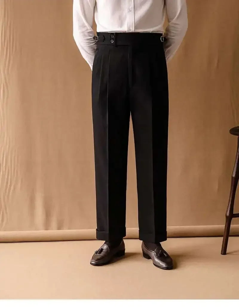 Business Pants Men Gentlemen Italian Naples Social Trousers Office-trouser Retro Casual Suit Pant Men Straight Dress Pants 2026