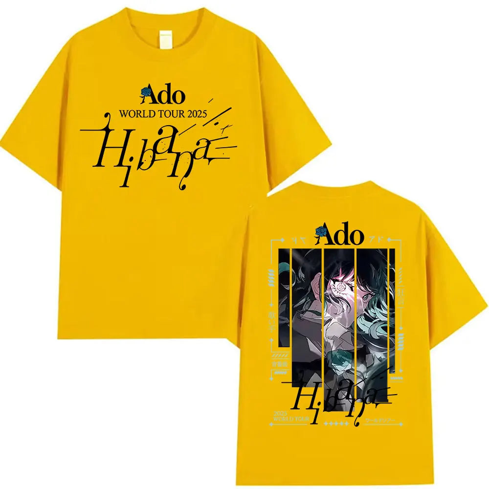 Japanese Ado Hibana WORLD TOUR 2025 New T-Shirts Men Women Clothing Gothic Short Sleeve T Shirt Hip Hop Oversized Cotton T-shirt
