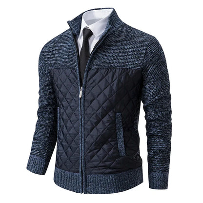 Autumn Winter Sweater Men's Loose Cardigan New Cold High Neck Jumpers Patchworked Windbreaker Casual Jackets