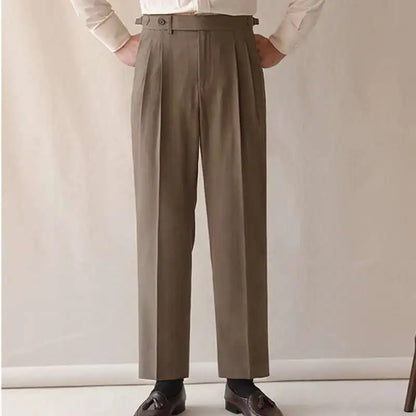 Business High Waist Straight Suit Pants Men British Slim Fit Pants Men Social Trousers Casual Pant Formal Wear Pantalones Hombre
