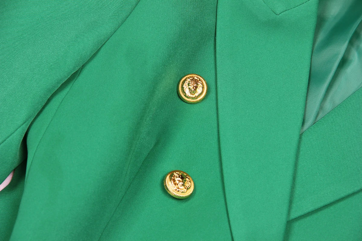 S-XXL Rainbow Color Fashion Classic Solid Double row Gold Button Long Sleeve Slim Fit Temperament Commuter Casual Woman Blazer