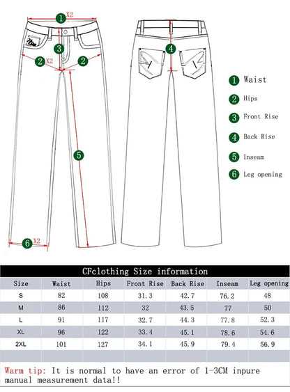 American Retro Baggy Wide Leg Jeans Men's Streetwear Distressed Y2K Clothing Casual Daily Four Seasons Denim Pants Unisex