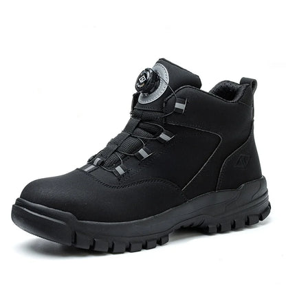 Work Shoes Men Anti-smashing Anti-puncture Safety Shoes Rotating Buttons Autumn Winter Protective Work Safety Boots