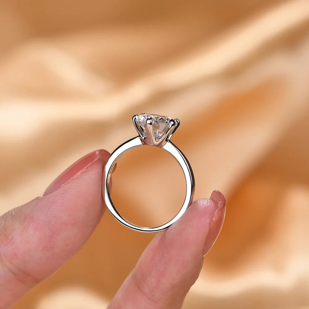 ATTAGEMS Bague Moissanite 1 carat 2 carats 3 carats Rond Brillant Test Diamant Passé Argent Sterling 925 Bagues Solitaires Diamant pour Femmes