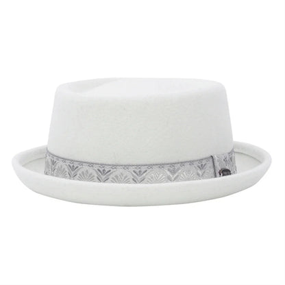 100% Wool Pork Pie Fedora Hat for Women Men Autumn Winter Felt Curved Brim Porkpie Hat