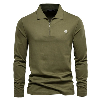 Brand Long Sleeve Men's Polo Shirts 100% Cotton Solid Color Casual Polo Shirts for Men New Sping Autumn Basic Polos Men