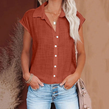 Summer Solid Cotton Linen Shirt Women's Clothing Casual Short Sleeve Tops Tee Ladies T-Shirts Blusas Thin Loose T Shirt Woman
