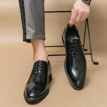 Men's Genuine Leather Dress Shoes Classic Oxford Soft Comfortable Lining Non-Slip Rubber Sole Business Office Formal Occasions