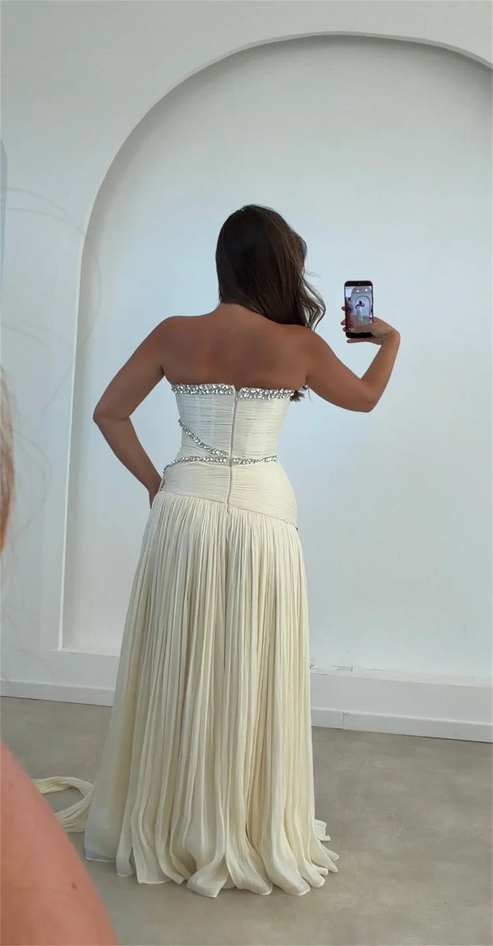 Custom Halter Neck A-Line Evening Dress Crystal Chiffon Prom Dresses Pleated Vestidos De Noche Elegant Formal Evening