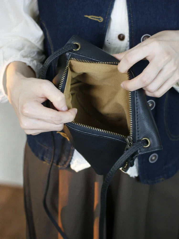Soft Genuine Leather Women Messenger Bag Female Real Leather Crossbody Shoulder Bags Small Handbag Retro Phone Bag for Girls