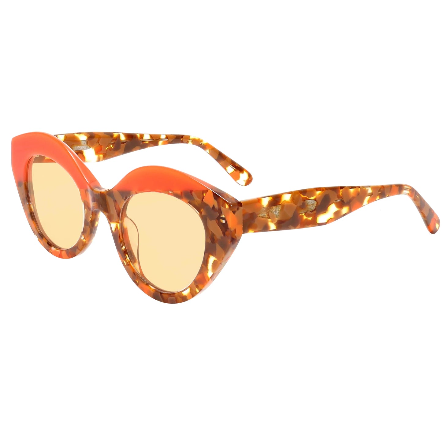 Handmade Feel Retro Glasses Asymmetric Cat Acetate Frame UV400 for Women Polarized Unique Lightweight Fit