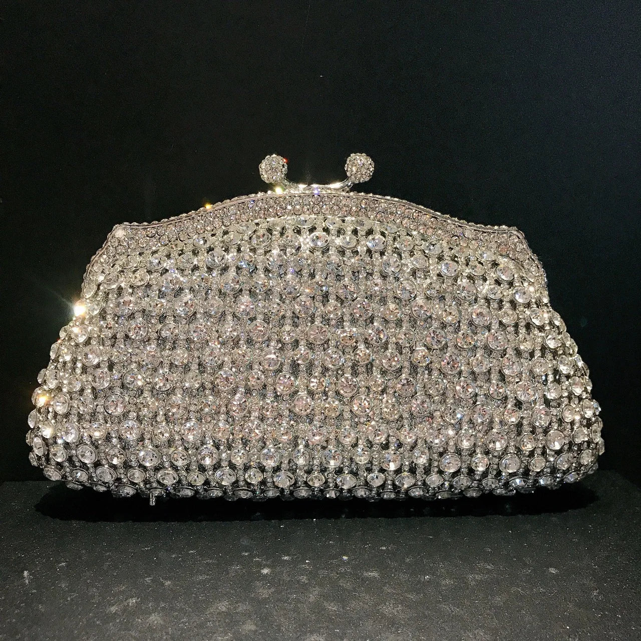 Women Elegant Silver Formal Rhinestone Clutch Purse Banquet Party Wedding Crystal Evening Bag Luxury Diamond Bridal Handbag