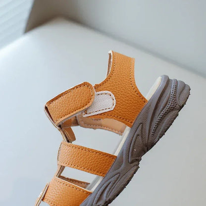 Baby Boys Summer Sandals Kids Beach Shoes Classic Fashion Hollow Toe-capped Anti-kick Toddlers Kindergarten Sandals Breathable