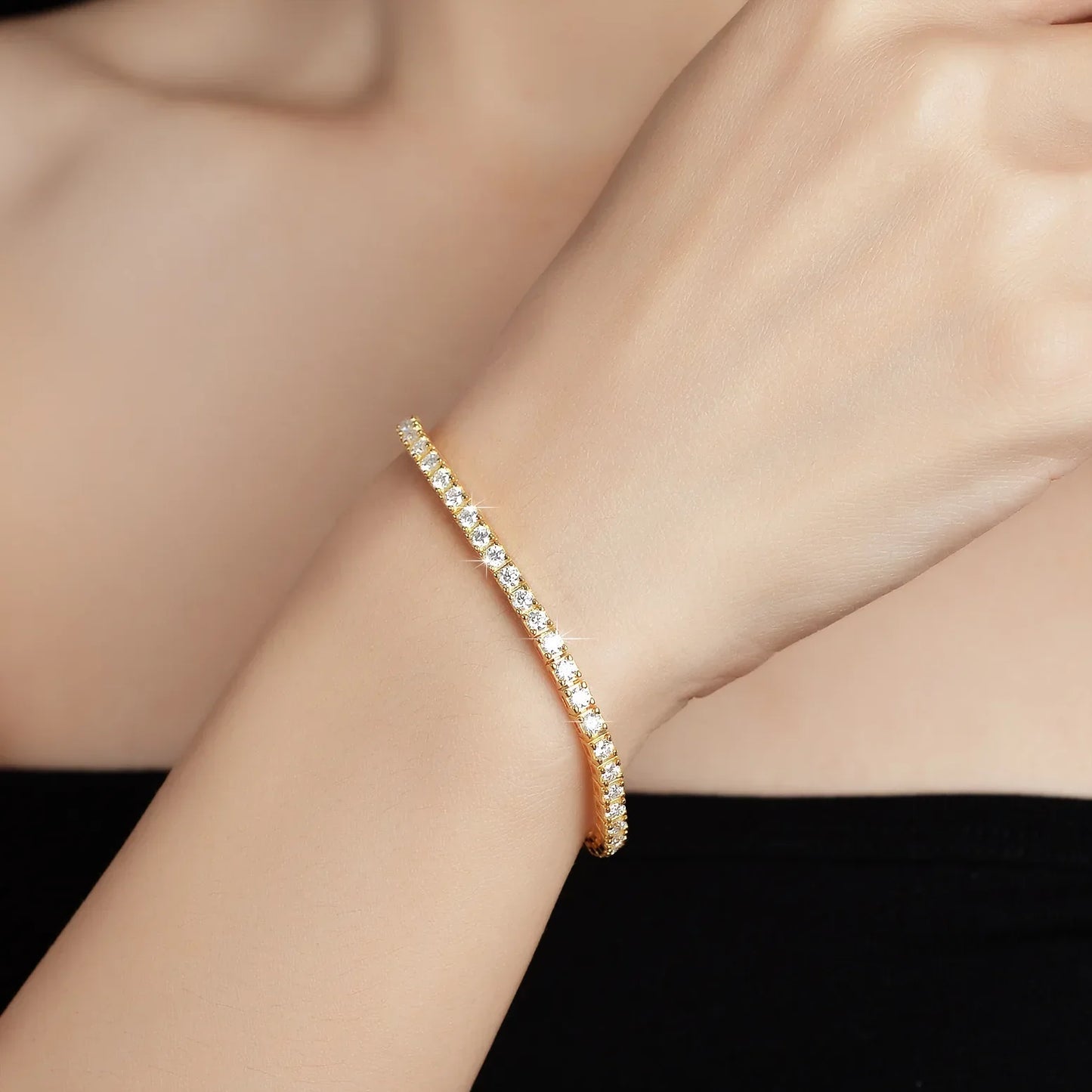 Real D Color Full 2/2.5/3/4/5/6.5mm Moissanite Tennis Bracelet For Women S925 Plated 18K Rose Gold Diamond Link Bracelets
