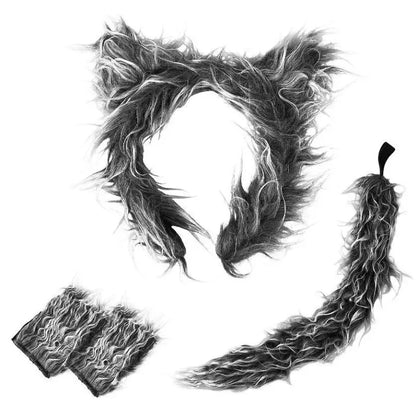 Girls Wolf Ear Headband Tail Skirt Mask Suit Wolf Cosplay Costumes Children Stage Costume Birthday Gift Halloween Animal Dress