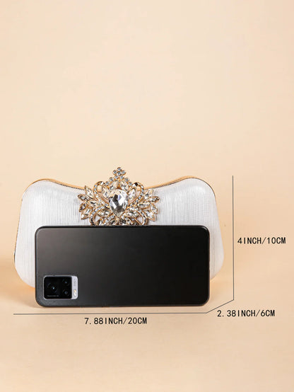 Luxury Rhinestone Evening Bag For Carnaval, Shiny Wedding Dress Purses,  Glamorous,Elegant,Exquisite Small Rhinestone Decor Boxy