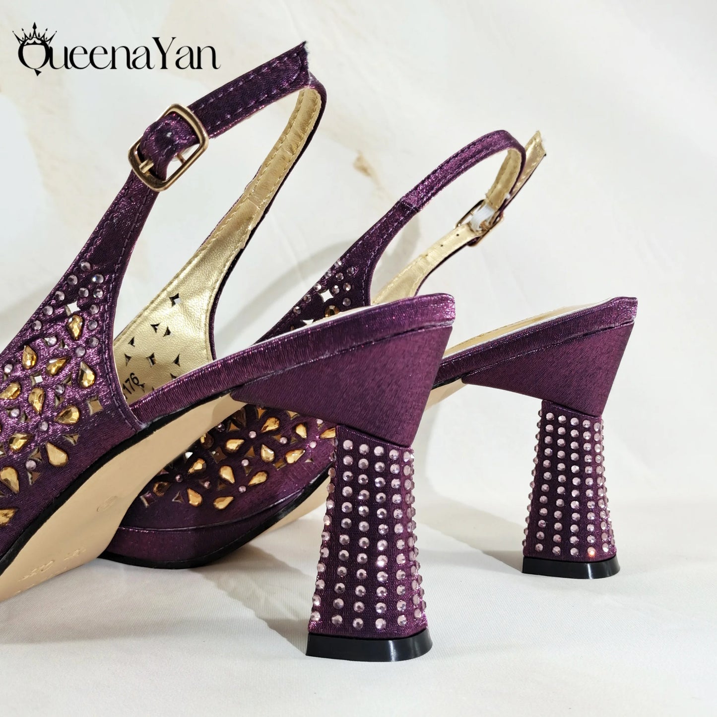New Italian Design Open Toe Women High Heels for 2025 Elegant Party Wine Color Diamond Pumps Shoes and Bags Matching Set