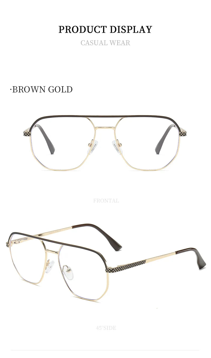 Fashion Metal Eyeglasses Frames New Double-Beam Eyeglasses Frames Anti-Blue Light Eyeglasses Customizable Prescription