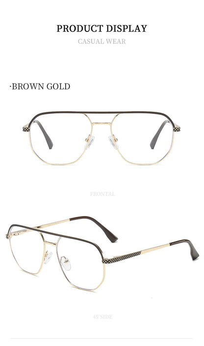 Fashion Metal Eyeglasses Frames New Double-Beam Eyeglasses Frames Anti-Blue Light Eyeglasses Customizable Prescription