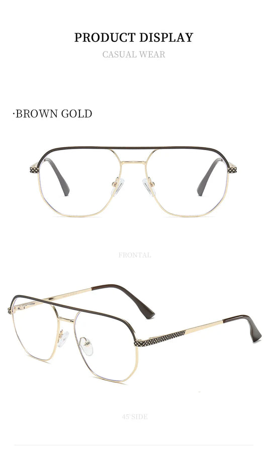 Fashion Metal Eyeglasses Frames New Double-Beam Eyeglasses Frames Anti-Blue Light Eyeglasses Customizable Prescription