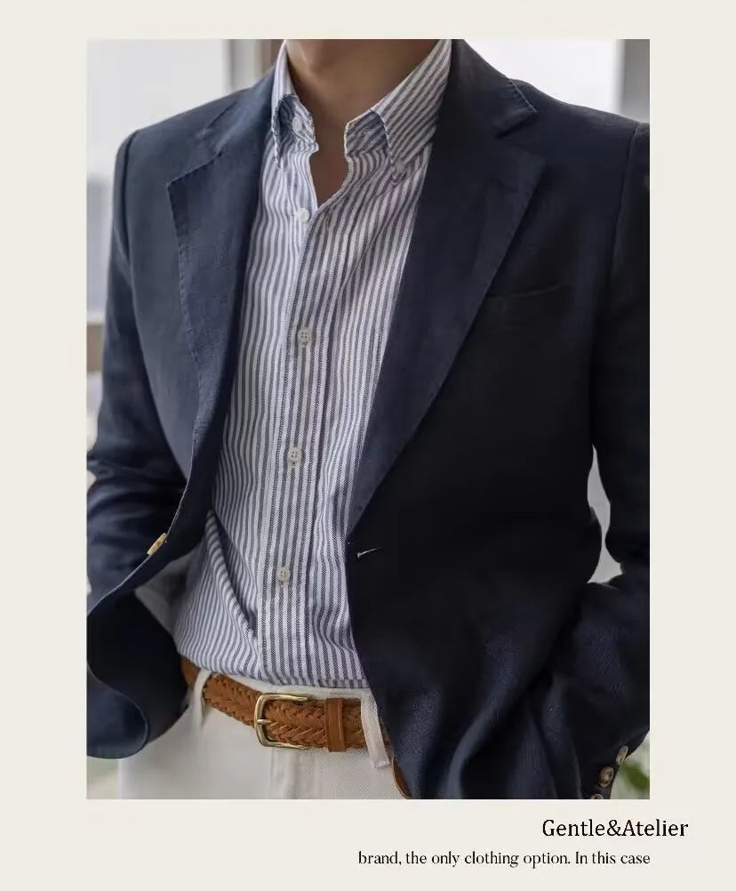 Summer Linen Casual Breathable Men's Lightweight Breathable Slim-Fit Blazer Vintage Italian Style Trendy