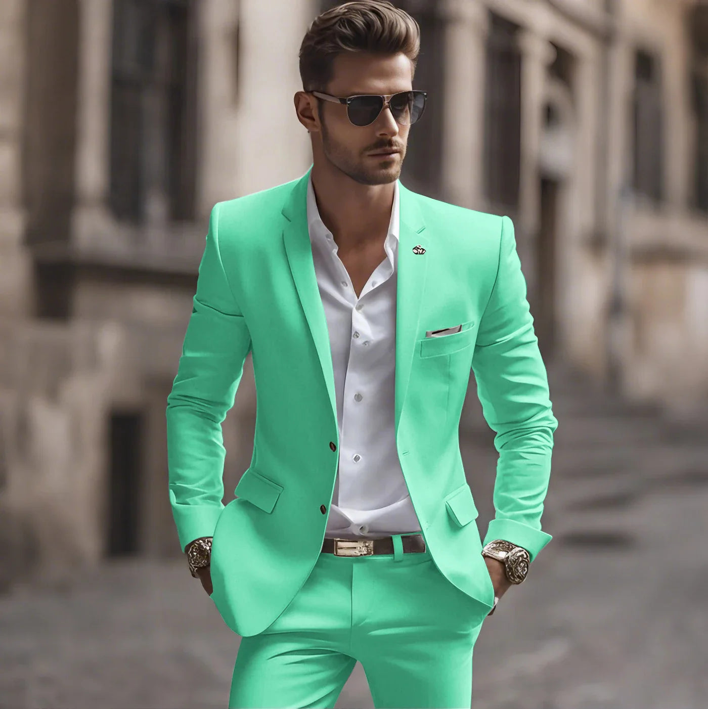 Summer White Men Suits Two Piece Fashion Notch Lapel Single Breasted Suit Slim Fit Elegant Smart Casual Groom Wedding Tuxedo