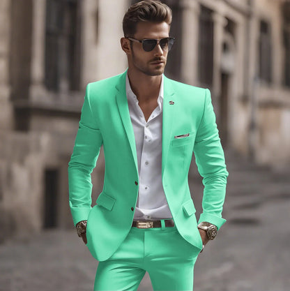 Summer White Men Suits Two Piece Fashion Notch Lapel Single Breasted Suit Slim Fit Elegant Smart Casual Groom Wedding Tuxedo