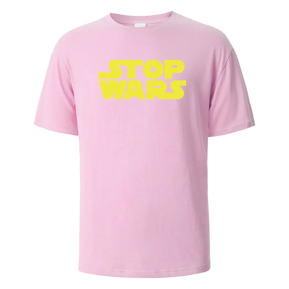 Stop Wars Printing Men‘s T-shirt Street Casual Breathable Tees 100% Cotton Funny Tops Street Oversized T-Shirts For Men Women