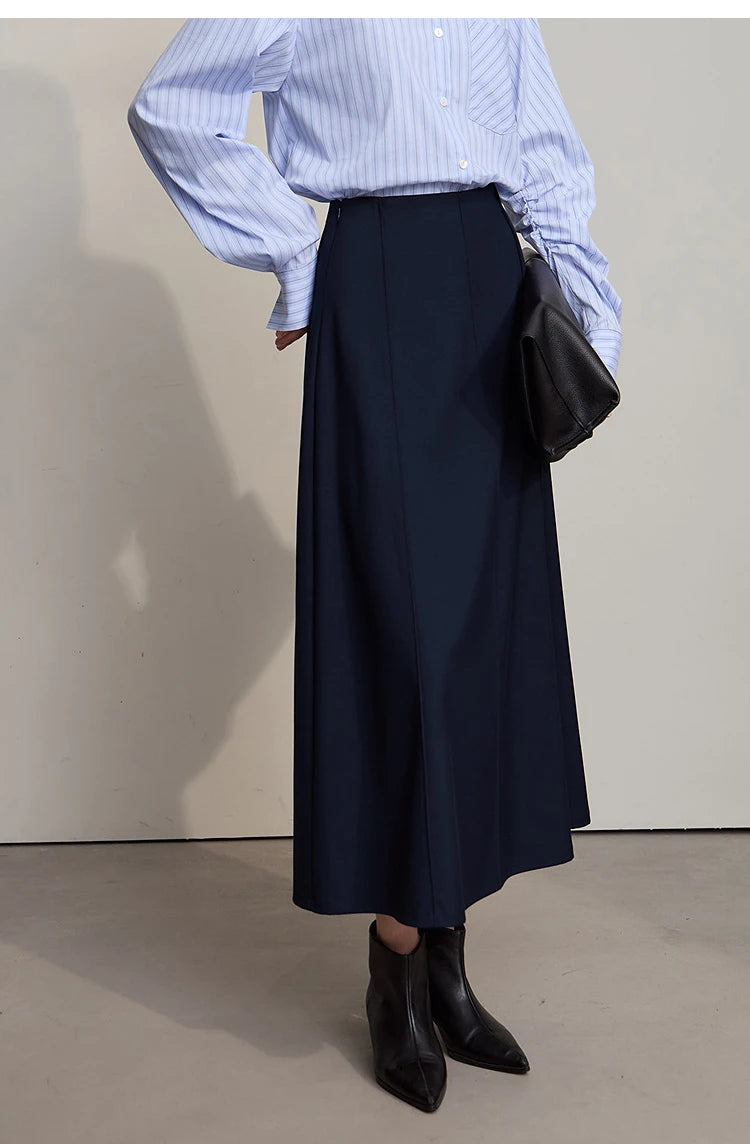 Women's Skirt 2025 Spring New Minimalist Solid Color Loose Skirts For Women Medium To Long Versatile A-shaped Skirt12524019