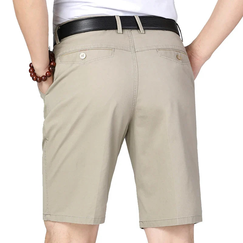 Classic Cotton Board Shorts Knee Length Comfortable Bermuda Shorts Outdoor Beach Shorts Black Khaki