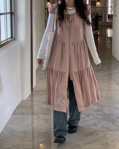 Spring 2025 Chic A-Line Dr Korean Sle Long Svel Women's Faionable Gown Ele Personali Commute Suitable Dr