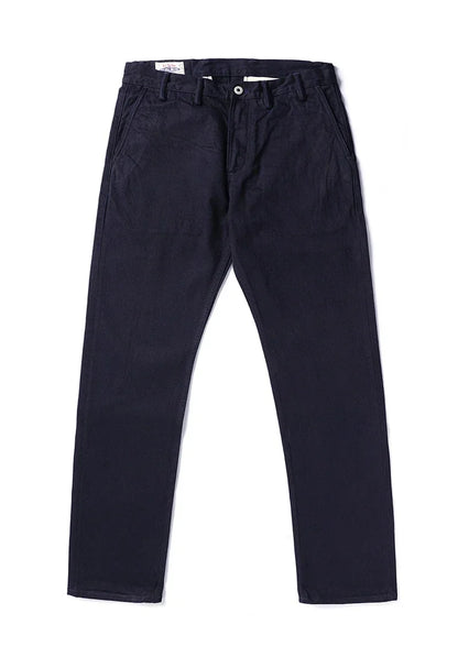 Blue-Black Officer Trousers Slim Straight Fit 14oz Indigo Selvedge Denim Jeans