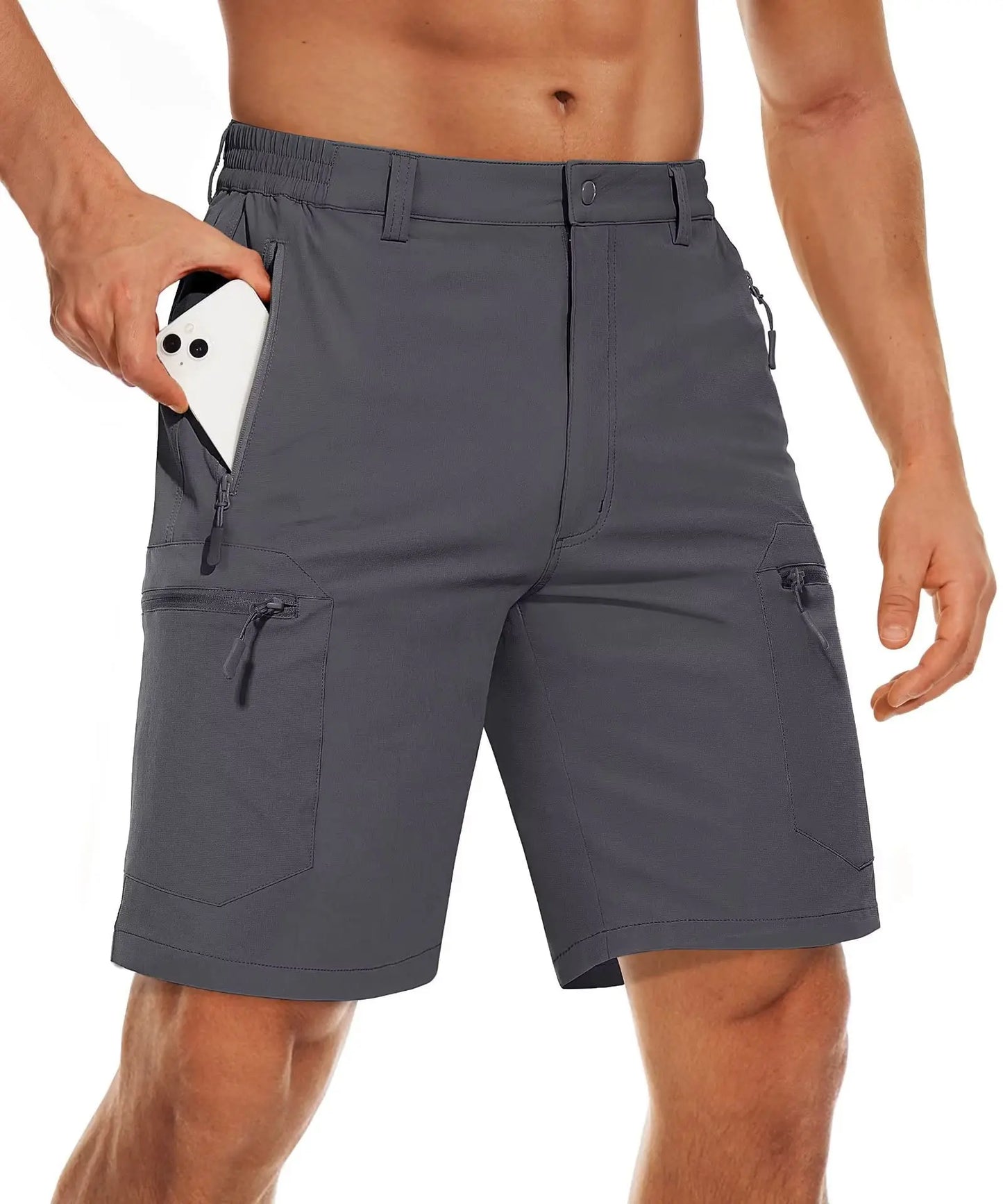 5 Zipper Pockets Summer Quick Dry Cargo Shorts Mens Fishing Shorts Stretch Outdoor Hiking Nylon Work Shorts Lightweight