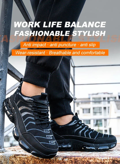 New 2024 Fashion Steel Toe Work Safety Shoes For Men Anti-smash Anti-puncture Indestructible Sneakers Protective Male Footwear